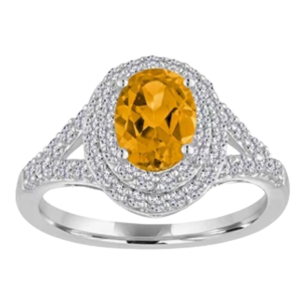 Womens Genuine Yellow Citrine Sterling Silver Cocktail Ring, Size 6.75, NWOT